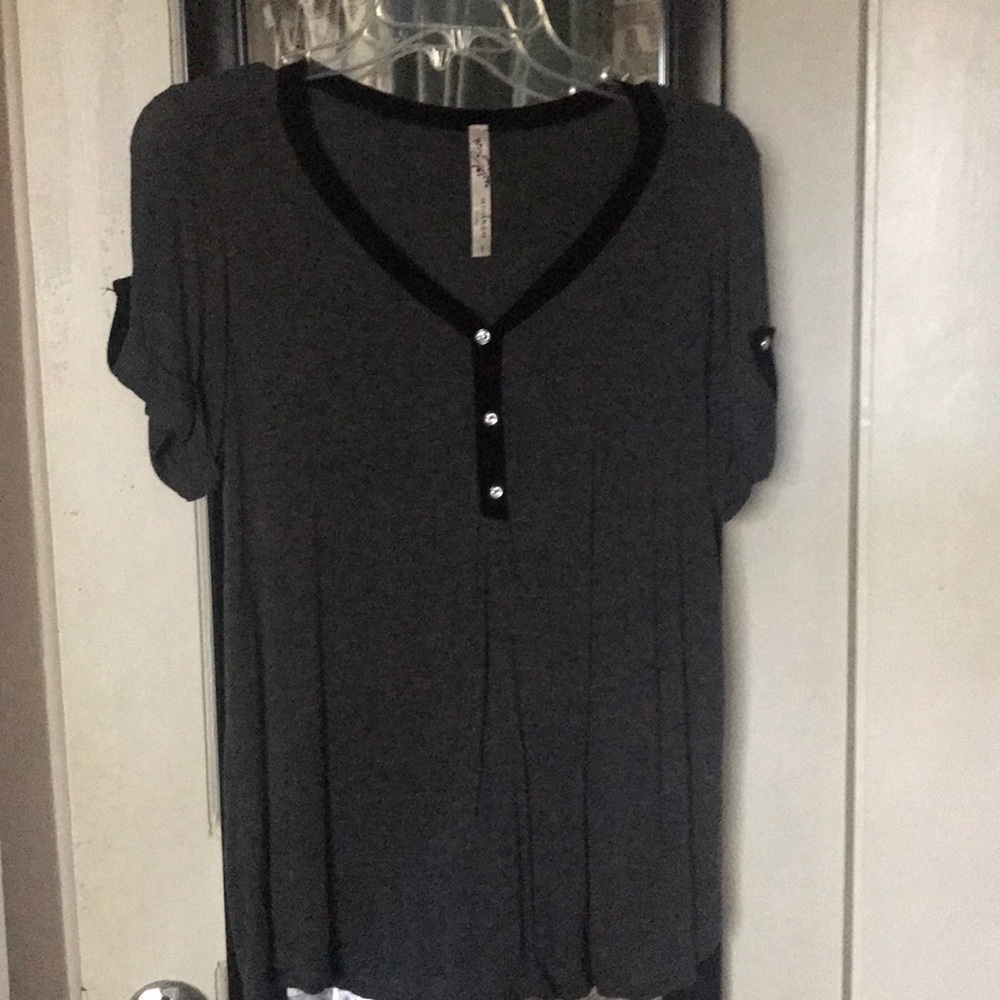 Grey and black top with jewels!